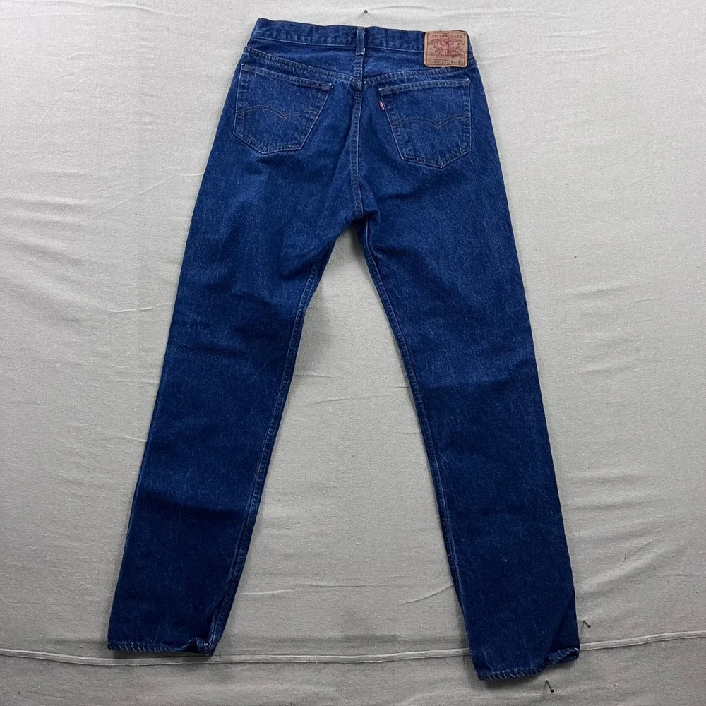 80s Levi's 501 Jeans Mens 30x34 Dark Wash Blue Straight Button Fly USA Made
